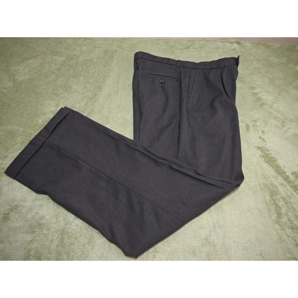 NWT Nautica Dress Blues Charcoal Gray Pleated Front Cuffed Pants Boys Size 18 R